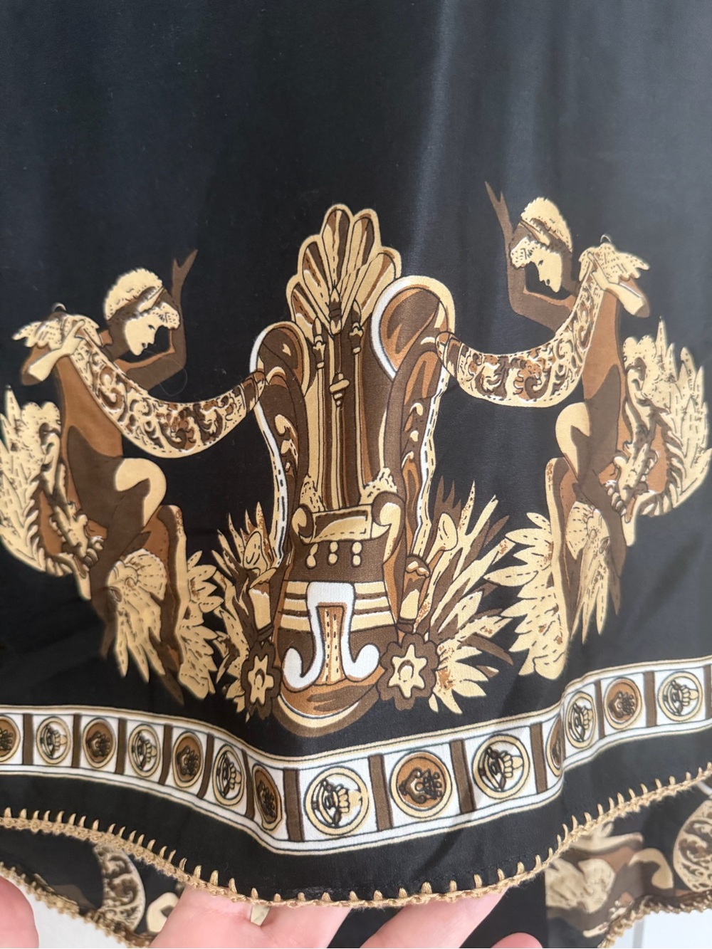 Chasing Unicorns Black and Gold Baroque Button-Up Blouse S/M - Picture 9 of 11